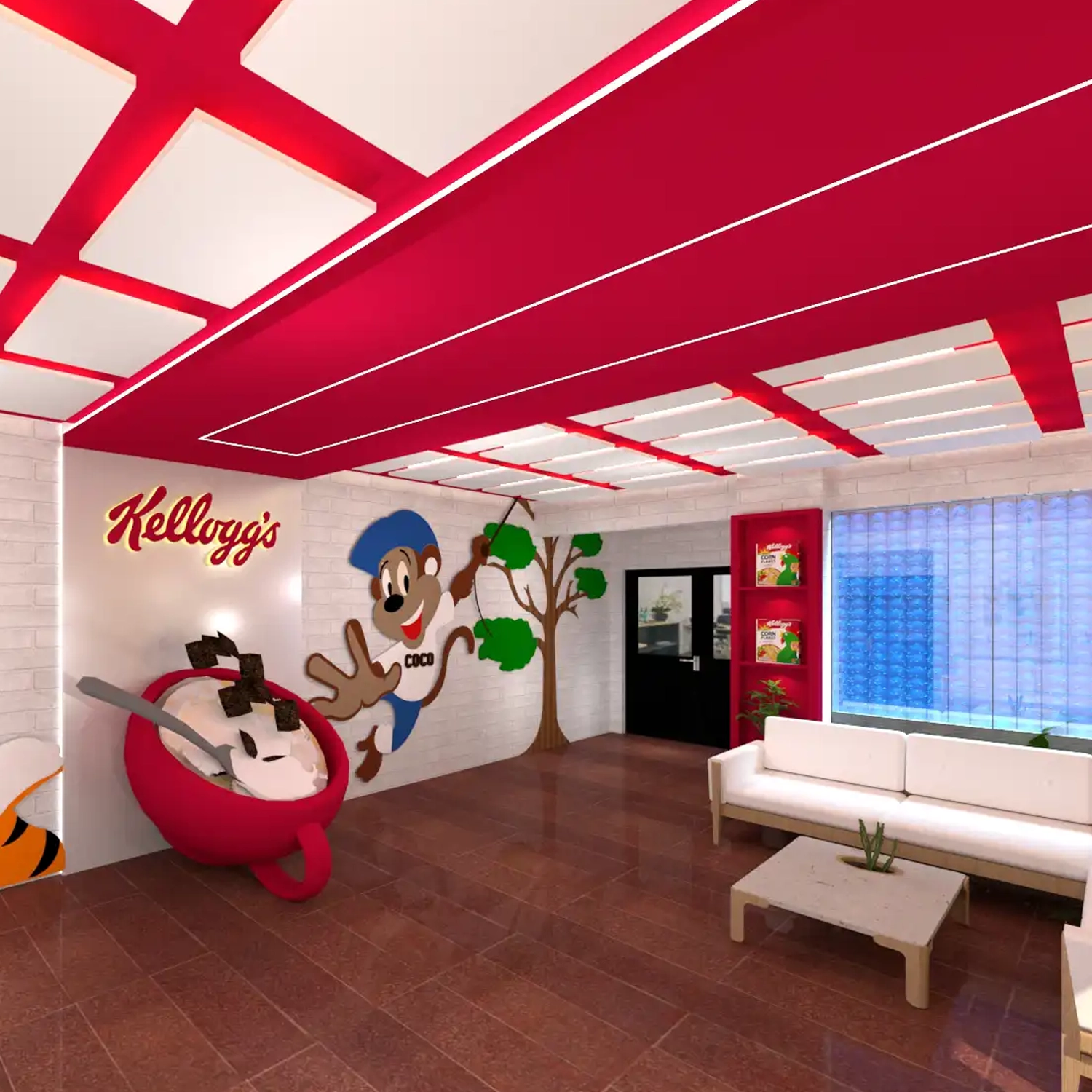 Interior design for Kellogg’s office in Nashik, featuring the modern aesthetics & functional layouts.