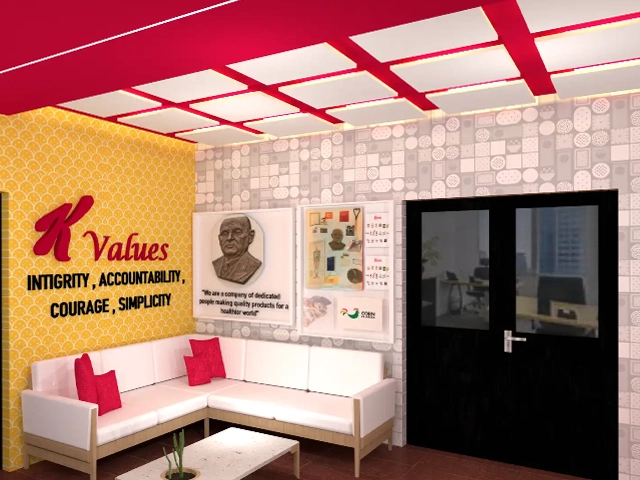 Kelloggs office interior design highlighting branding and modern workspace layouts